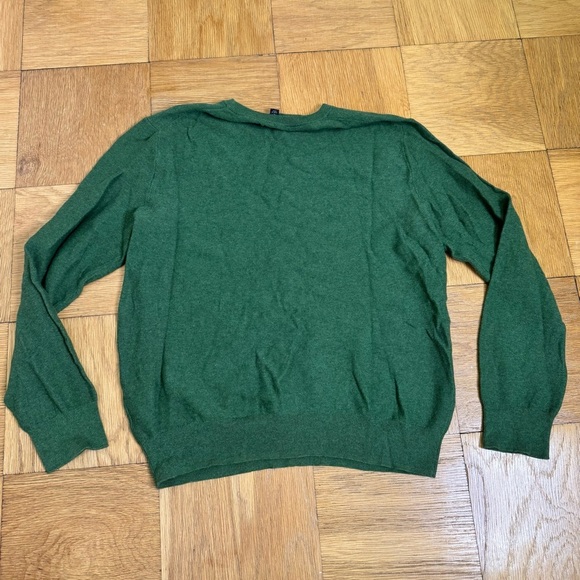 J.Crew Men’s Large Green Cotton Crewneck Sweater Pullover Garter Stitch - Picture 2 of 6